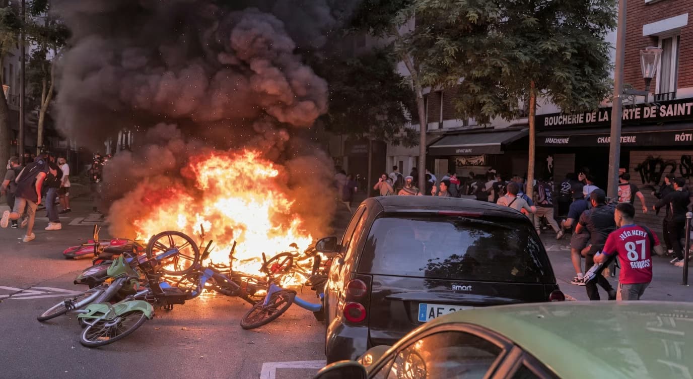 FRANCIA AMANECE BAJO TENSIÓN: disturbios masivos tras la celebración del PSG